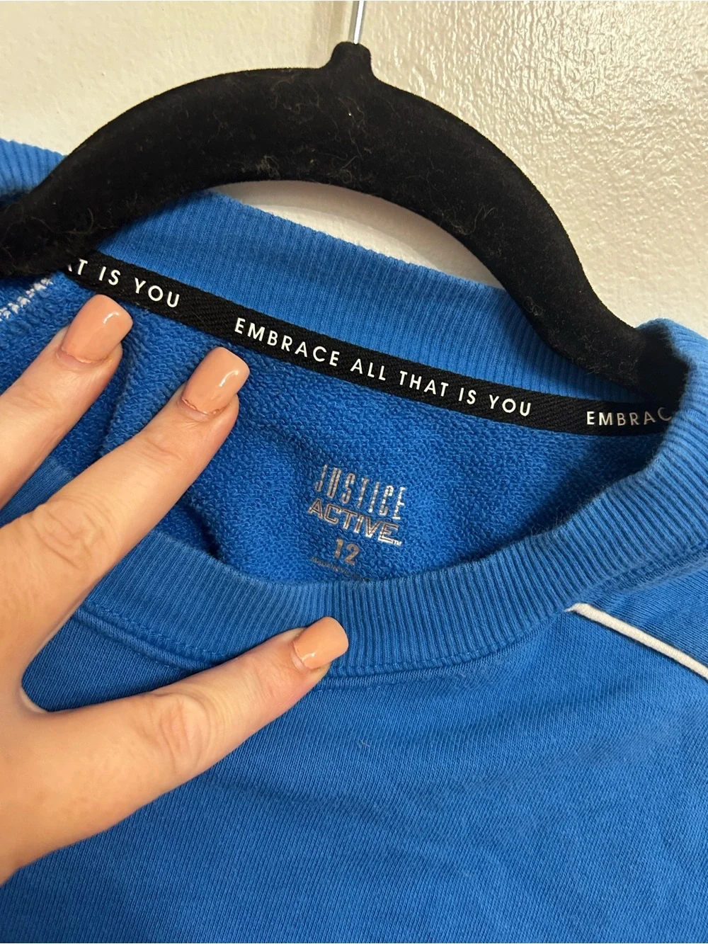 Justice Royal Blue Cropped Crewneck Sweatshirt with White Script